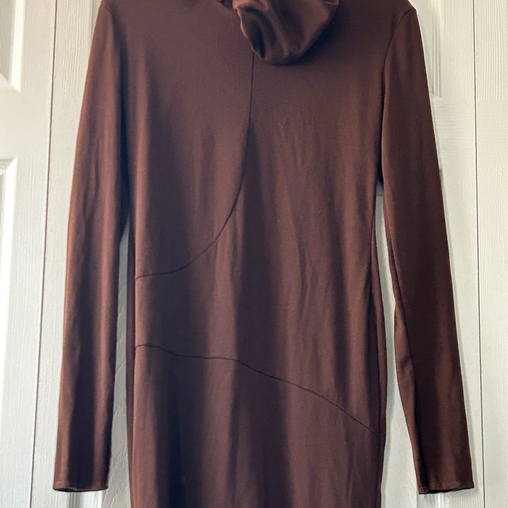 SHEIN fitted mid calf dress with long sleeves and a hood